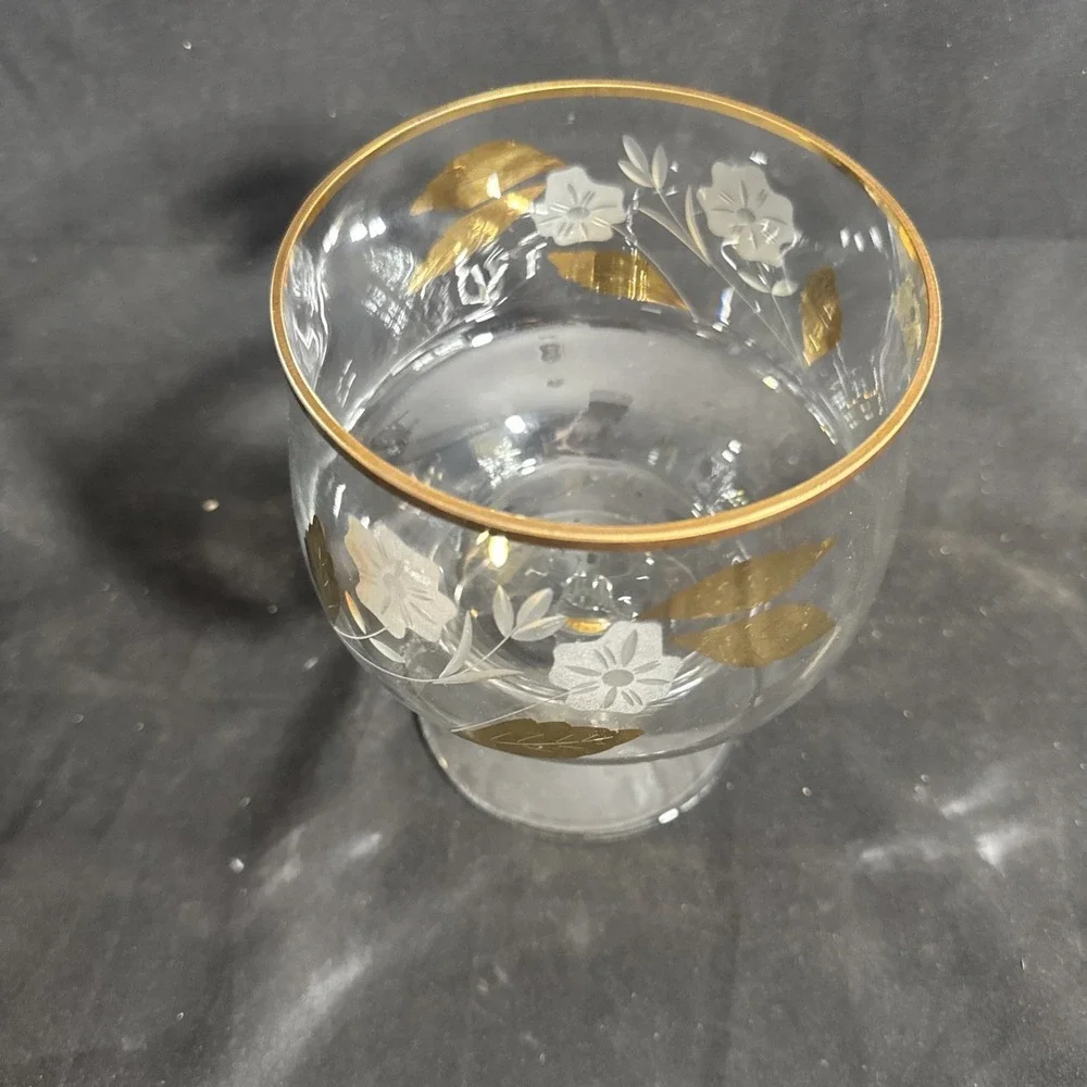 MCM Apothecary Jar Etched Gold Leaves on Sides Candy Jar Tuscany